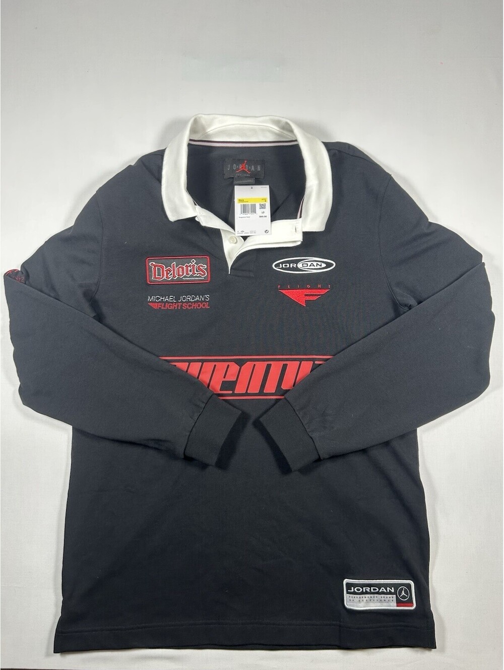 Nike Air Jordan Long Sleeve Patchwork Rugby Polo Shirt Sz S